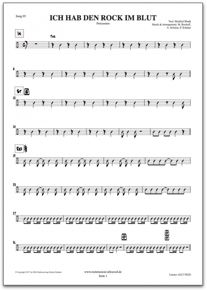 Bild 1 von Alles Cool - Notenbuch Percussion (PDF-Download)